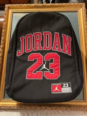 NIKE AIR JORDAN Jersey 23 Zip Insulated Lunch Bag Box Black Red